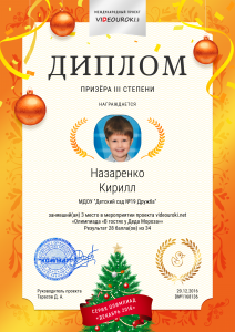 3 степени Назаренко Кирилл